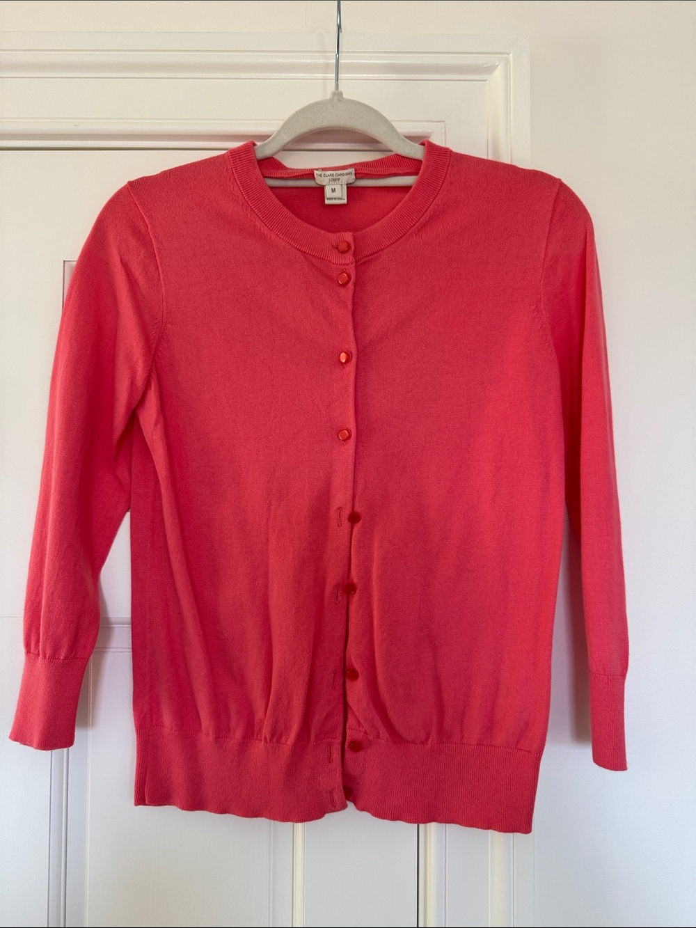 J Crew Clare Coral Crewneck Cardigan Sweater